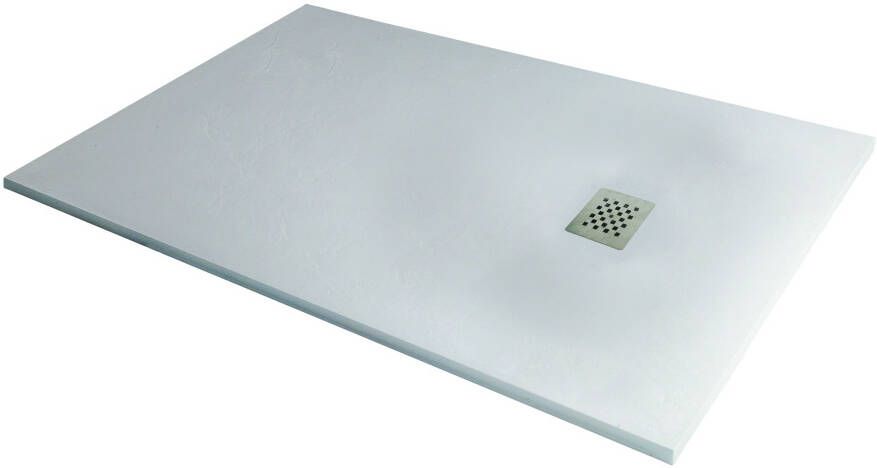 Balmani Vibe douchebak 120 x 90 cm composietmarmer mat wit leisteenstructuur