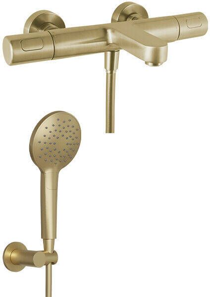 Blaufoss Apollo Opbouw badkraan brushed Champagne gold Incl. handdoucheset