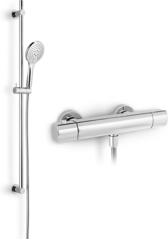 Blaufoss Boris opbouw regendoucheset thermostatische kraan glanzend chroom