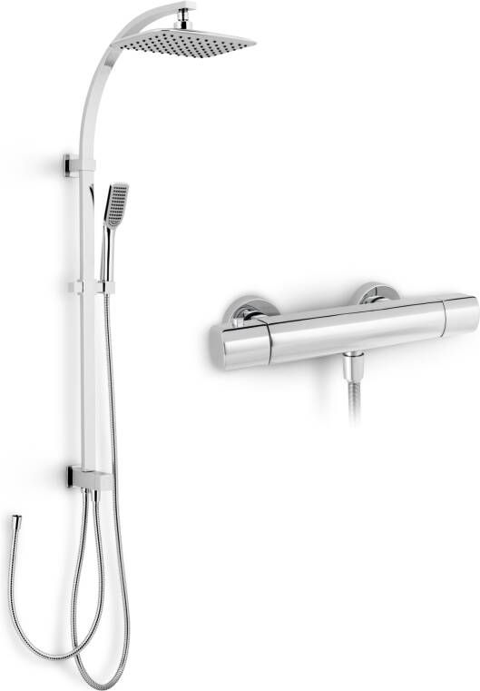 Blaufoss Boris opbouw regendoucheset thermostatische kraan glanzend chroom