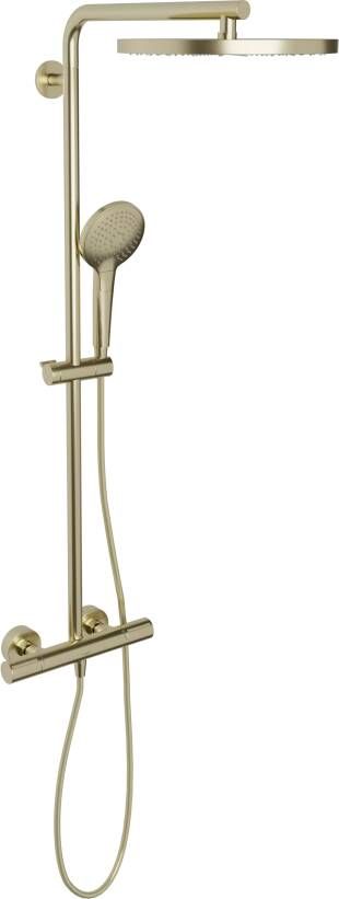 Blaufoss Nola 300 opbouw regendoucheset thermostatische kraan brushed champagne gold