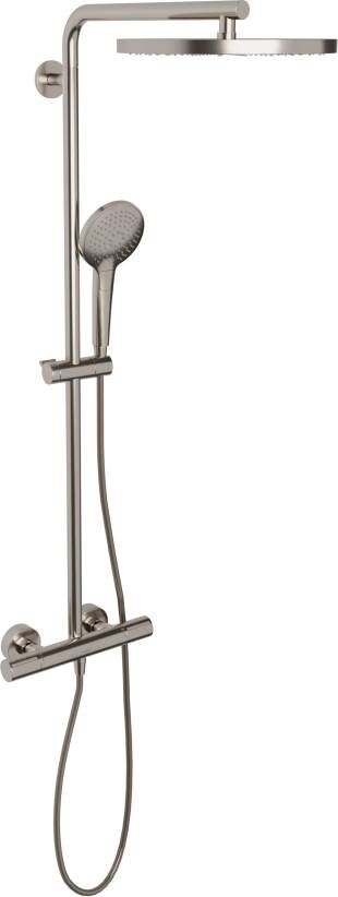 Blaufoss Nola 300 opbouw regendoucheset thermostatische kraan brushed CoolMetal