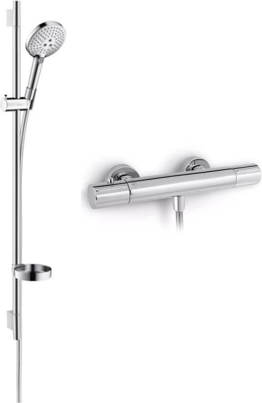 Blaufoss Orion opbouw regendoucheset thermostatische kraan glanzend chroom