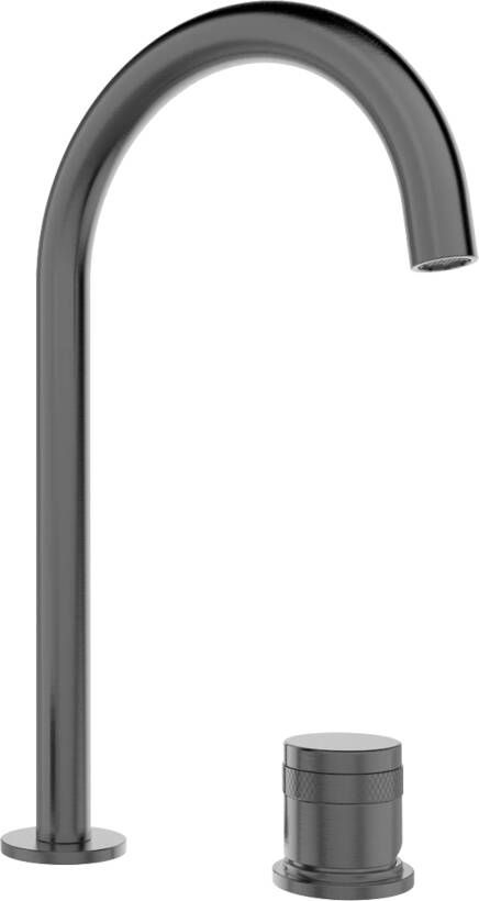 Blaufoss Pavilion Curve verhoogde wastafelkraan Brushed GunMetal