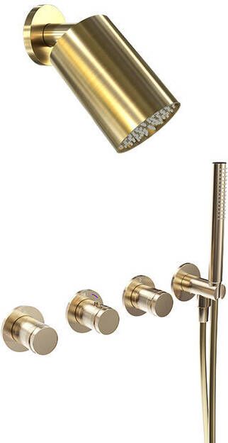 Blaufoss Pavilion thermostatische kraan Inbouw regendoucheset met regendouchekop 14 x 9 cm brushed champagne gold
