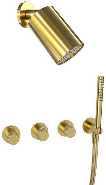 Blaufoss Pavilion thermostatische kraan Inbouw regendoucheset met regendouchekop 14 x 9 cm brushed gold