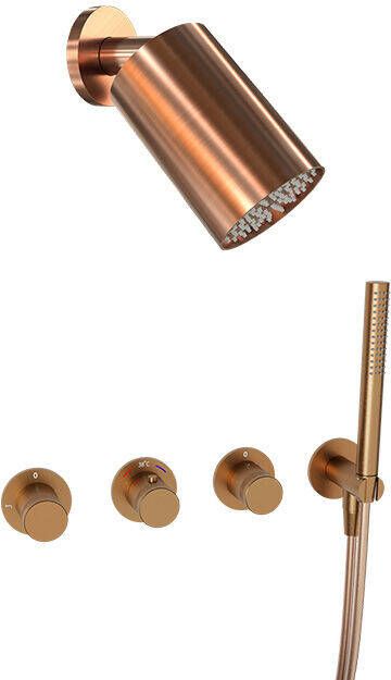 Blaufoss Pavilion thermostatische kraan Inbouw regendoucheset met regendouchekop 14 x 9 cm Brushed Rosegold