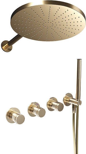 Blaufoss Pavilion thermostatische kraan Inbouw regendoucheset met regendouchekop 30 cm brushed champagne gold