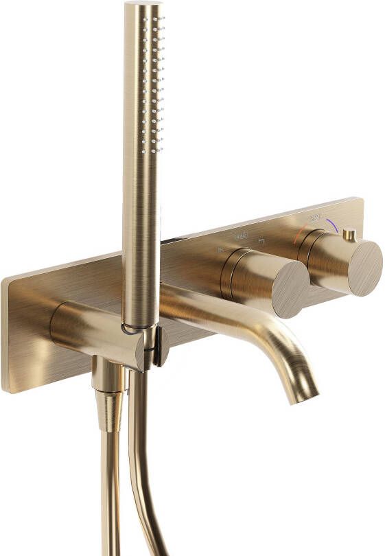 Blaufoss Round thermostatische kraan muurmontage inbouw badkraan Brushed Champagne Gold