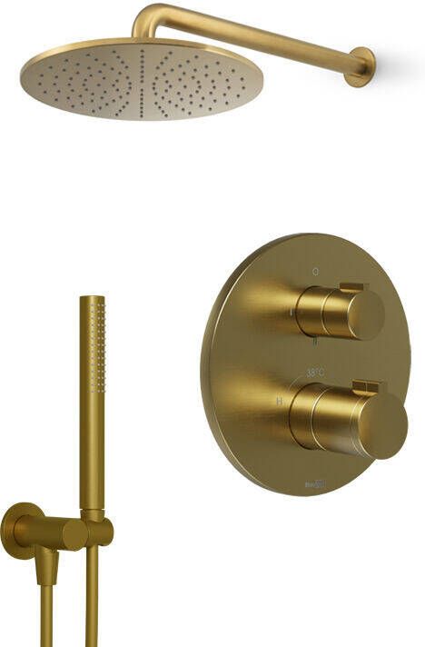 Blaufoss Smartbox Round inbouw regendoucheset thermostatische kraan brushed gold