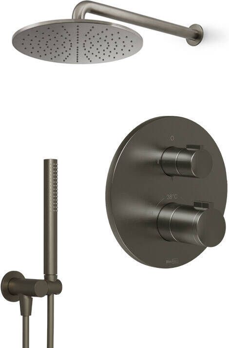 Blaufoss Smartbox Round inbouw regendoucheset thermostatische kraan Brushed GunMetal