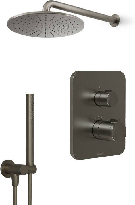 Blaufoss Smartbox Softline inbouw regendoucheset thermostatische kraan Brushed GunMetal