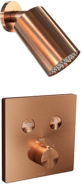 Blaufoss Smartbox Switch-line thermostatische kraan Inbouw regendoucheset met regendouchekop 14 x 9 cm Brushed Rosegold