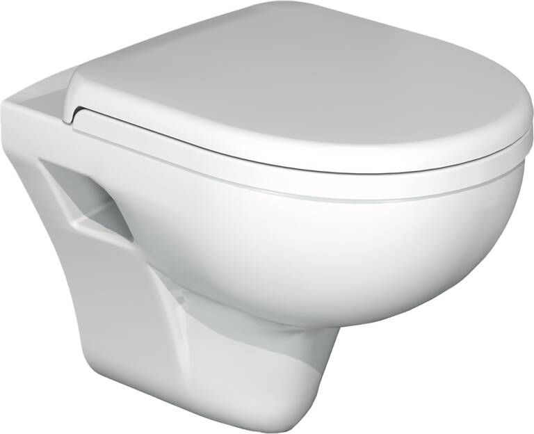 Linie Enzo hangend toilet hoogglans wit open spoelrand met luxe wc-bril