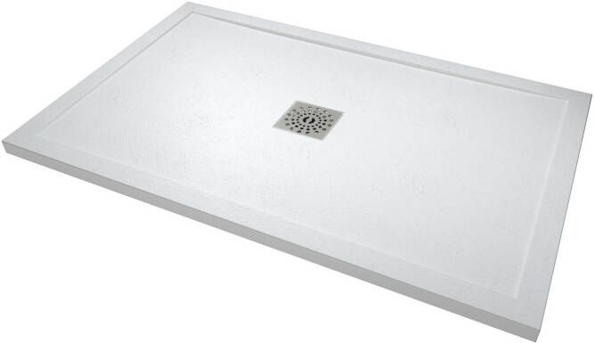 Linie Lido douchebak 120 x 80 cm composietmarmer mat wit leisteenstructuur