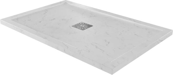 Linie Lido douchebak 120 x 80 cm composietmarmer witte marmer look leisteenstructuur