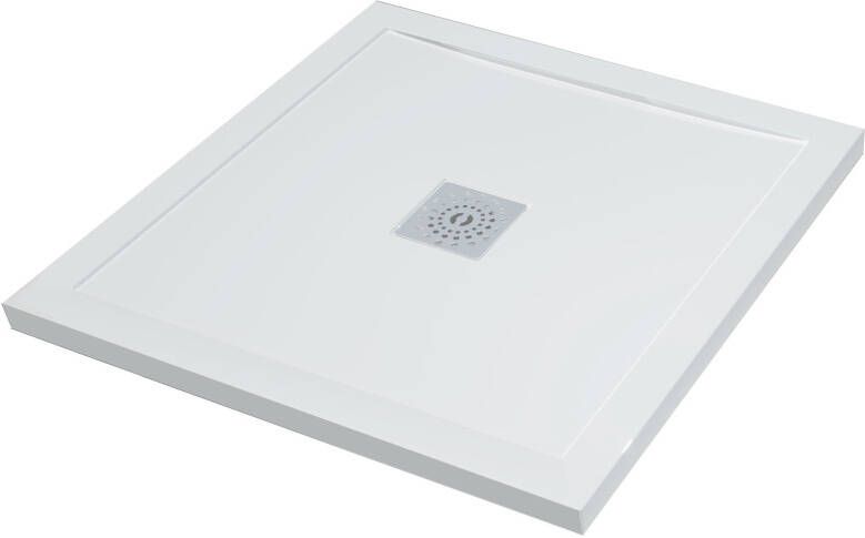 Linie Playa douchebak 80 x 80 cm composietmarmer hoogglans wit
