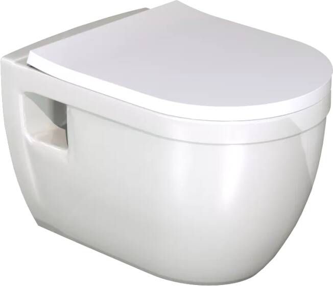 Linie Tempo hangend toilet hoogglans wit randloos met luxe wc-bril