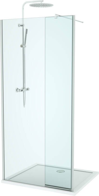 Linie Twist inloopdouche met beweegbare zijwand 100 x 200 cm helder glas glanzend chroom profiel