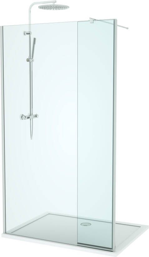 Linie Twist inloopdouche met beweegbare zijwand 120 x 200 cm helder glas glanzend chroom profiel
