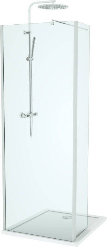 Linie Twist inloopdouche met beweegbare zijwand 80 x 200 cm helder glas glanzend chroom profiel