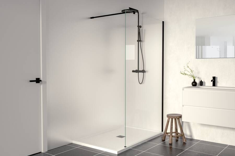Linie Walk-In inloopdouche 120 x 200 cm helder glas mat zwart profiel