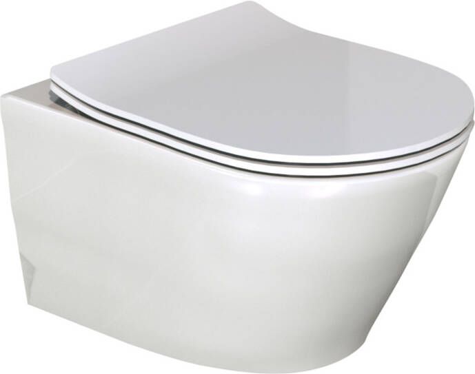 Luca Varess Calibro hangend toilet hoogglans wit randloos met fino wc-bril