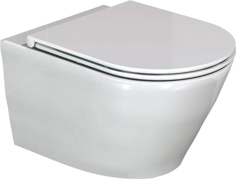 Luca Varess Calibro hangend toilet hoogglans wit randloos met finolisso wc-bril