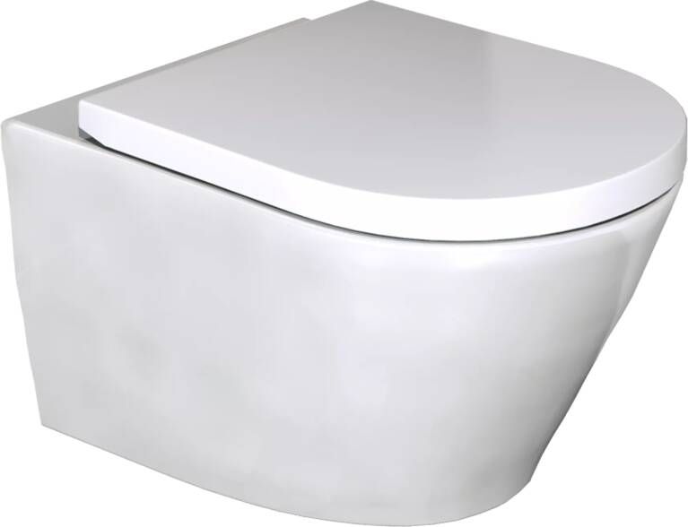 Luca Varess Calibro hangend toilet hoogglans wit randloos met medio wc-bril