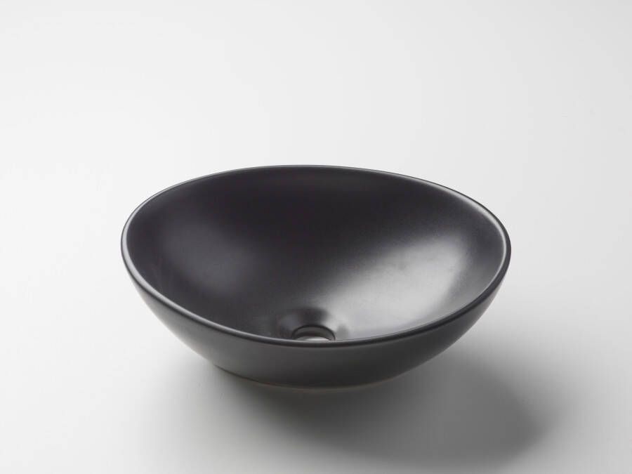 Luca Varess Denza waskom mat zwarte porselein ovaal 40 5 x 34 cm