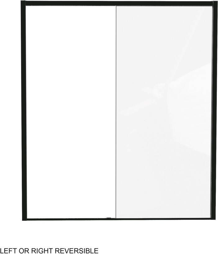 Luca Varess Senses douche schuifdeur 180 x 200 cm helder glas mat zwart profiel vast paneel + reserve onderdelen