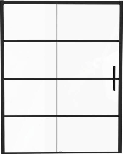 Luca Varess Senses linkse douche schuifdeur 160 x 200 cm Lined glas mat zwart profiel