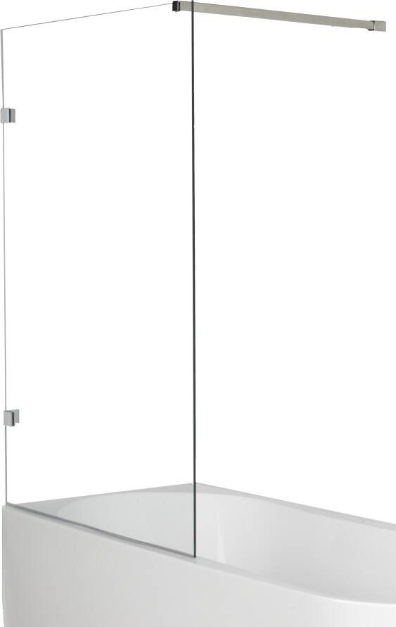 Luca Varess Solid enkele badwand 80 cm helder glas glanzend chroom profiel