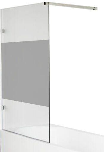 Luca Varess Solid enkele badwand 80 cm helder glas met matte strook glanzend chroom profiel