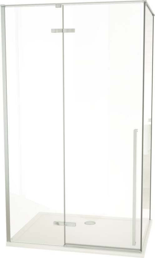 Luca Varess Stilus douchecabine met linkse draaideur en 2 vaste zijwanden 120 x 90 cm helder glas glans chroom profiel