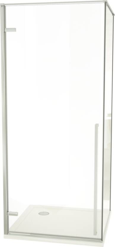 Luca Varess Stilus douchecabine met linkse draaideur en vaste zijwand 90 x 90 cm helder glas glans chroom profiel
