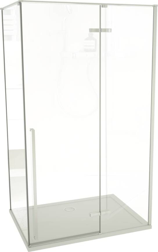 Luca Varess Stilus douchecabine met rechtse draaideur en 2 vaste zijwanden 120 x 90 cm helder glas glans chroom profiel