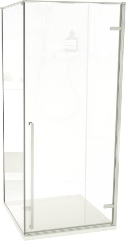 Luca Varess Stilus douchecabine met rechtse draaideur en vaste zijwand 90 x 90 cm helder glas glans chroom profiel