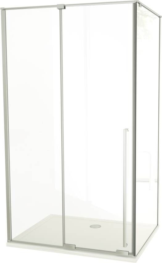 Luca Varess Stilus douchecabine met schuifdeur en vaste zijwand 120 x 90 cm helder glas glans chroom profiel