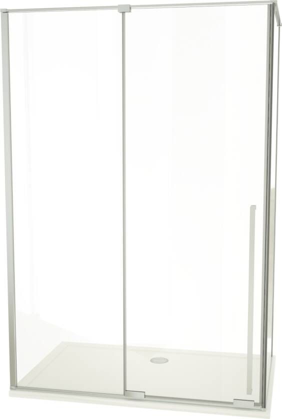 Luca Varess Stilus douchecabine met schuifdeur en vaste zijwand 140 x 90 cm helder glas glans chroom profiel