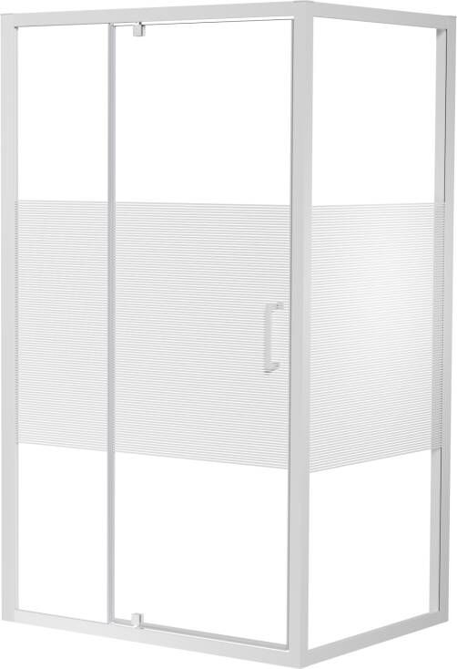Luca Varess Talan douche draaideur 120 x 200 cm gestreept glas glans wit profiel