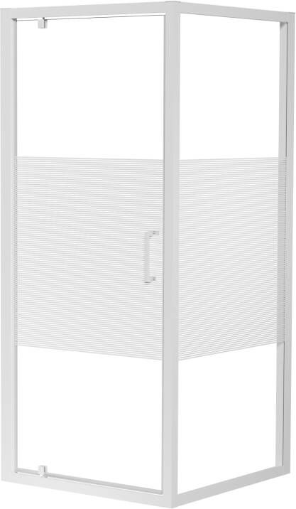 Luca Varess Talan douche draaideur 90 x 200 cm gestreept glas glans wit profiel