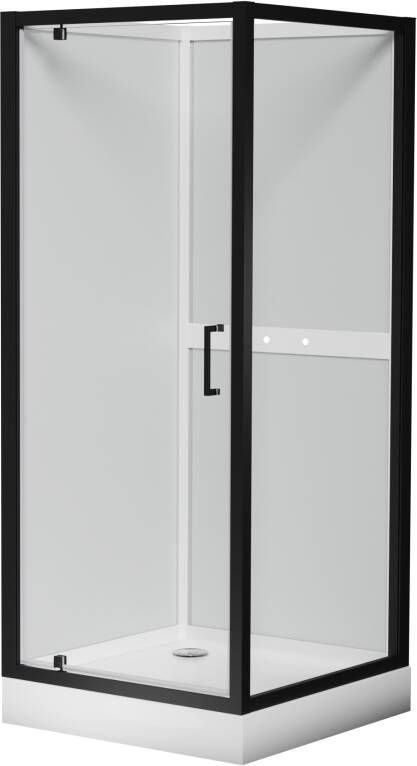 Luca Varess Talan douchecabine met draaideuren 90 x 90 cm helder glas mat zwart profiel