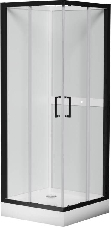 Luca Varess Talan douchecabine met schuifdeuren 80 x 80 cm helder glas mat zwart profiel