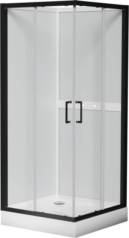 Luca Varess Talan douchecabine met schuifdeuren 90 x 90 cm helder glas mat zwart profiel
