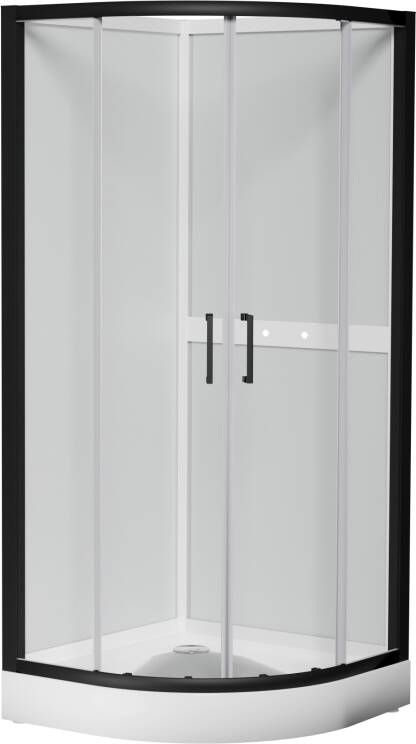 Luca Varess Talan kwartronde douchecabine met schuifdeuren 90 x 90 cm helder glas mat zwart profiel