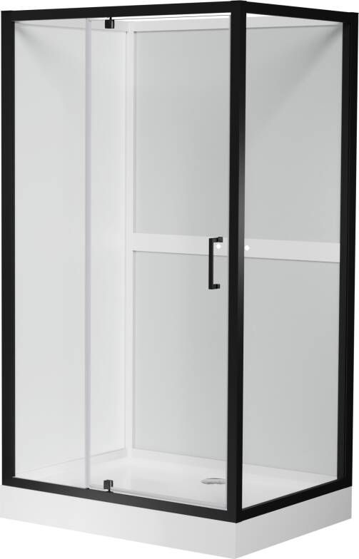 Luca Varess Talan rechthoekige douchecabine met draaideuren 90 x 120 cm helder glas mat zwart profiel