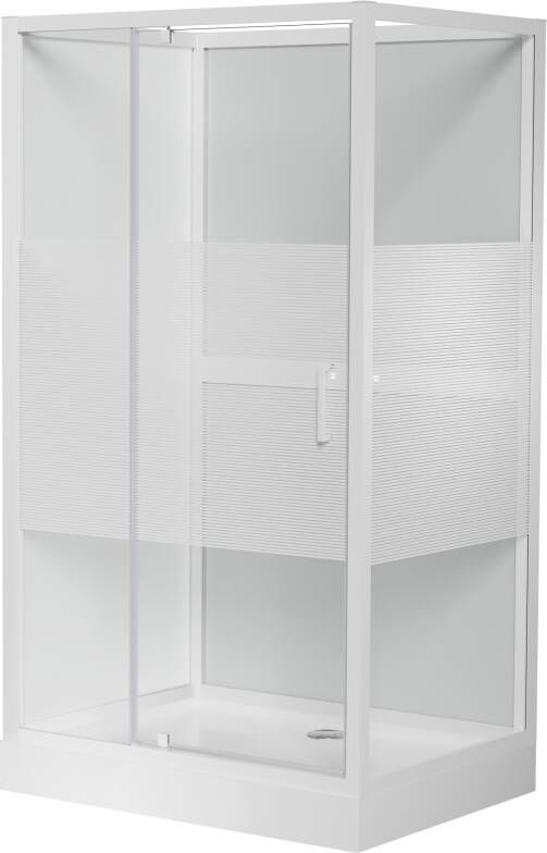 Luca Varess Talan rechthoekige douchecabine met draaideuren 90 x 120 cm helder glas met mat gestreepte strook glans wit profiel