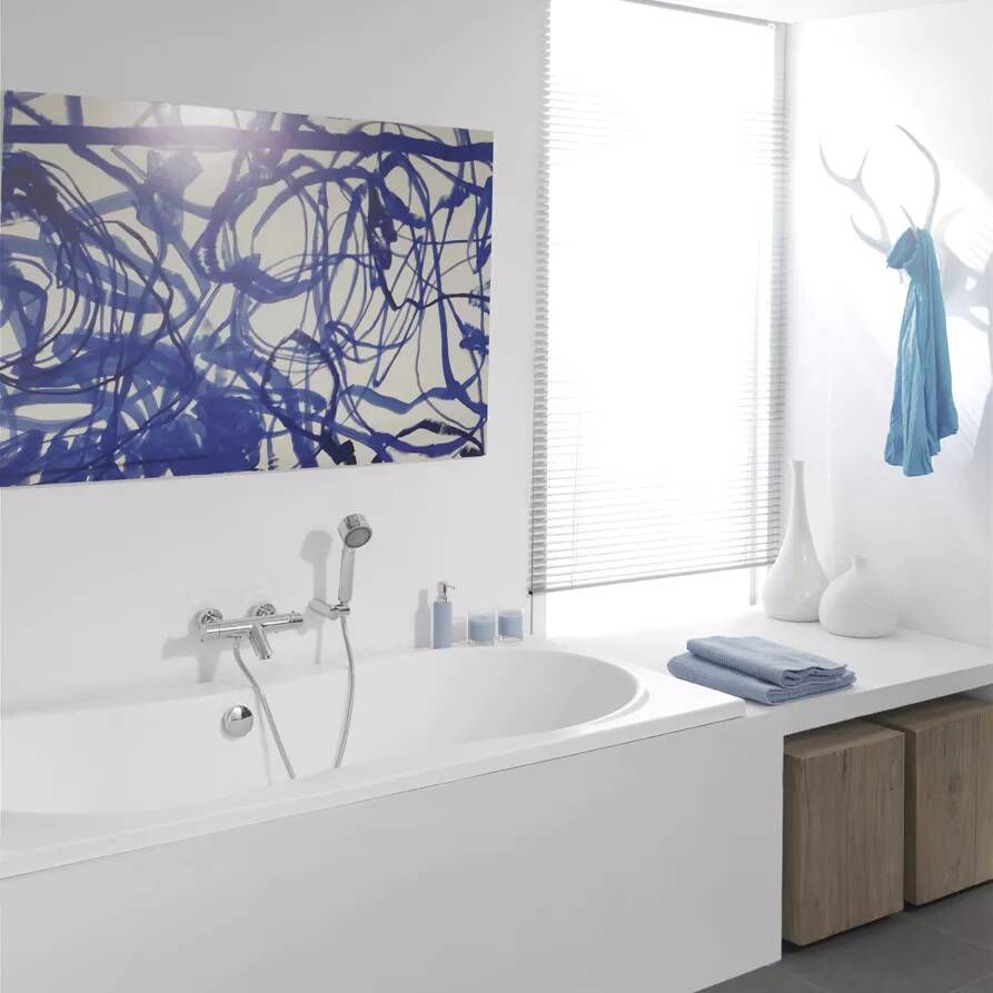 Luca Varess Trasime tweepersoons inbouwbad 190 x 90 cm acryl mat wit
