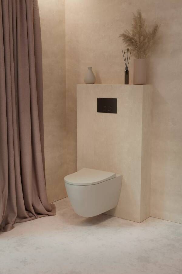 Luca Varess Vinto hangend toilet mat beige randloos inclusief isolatieset